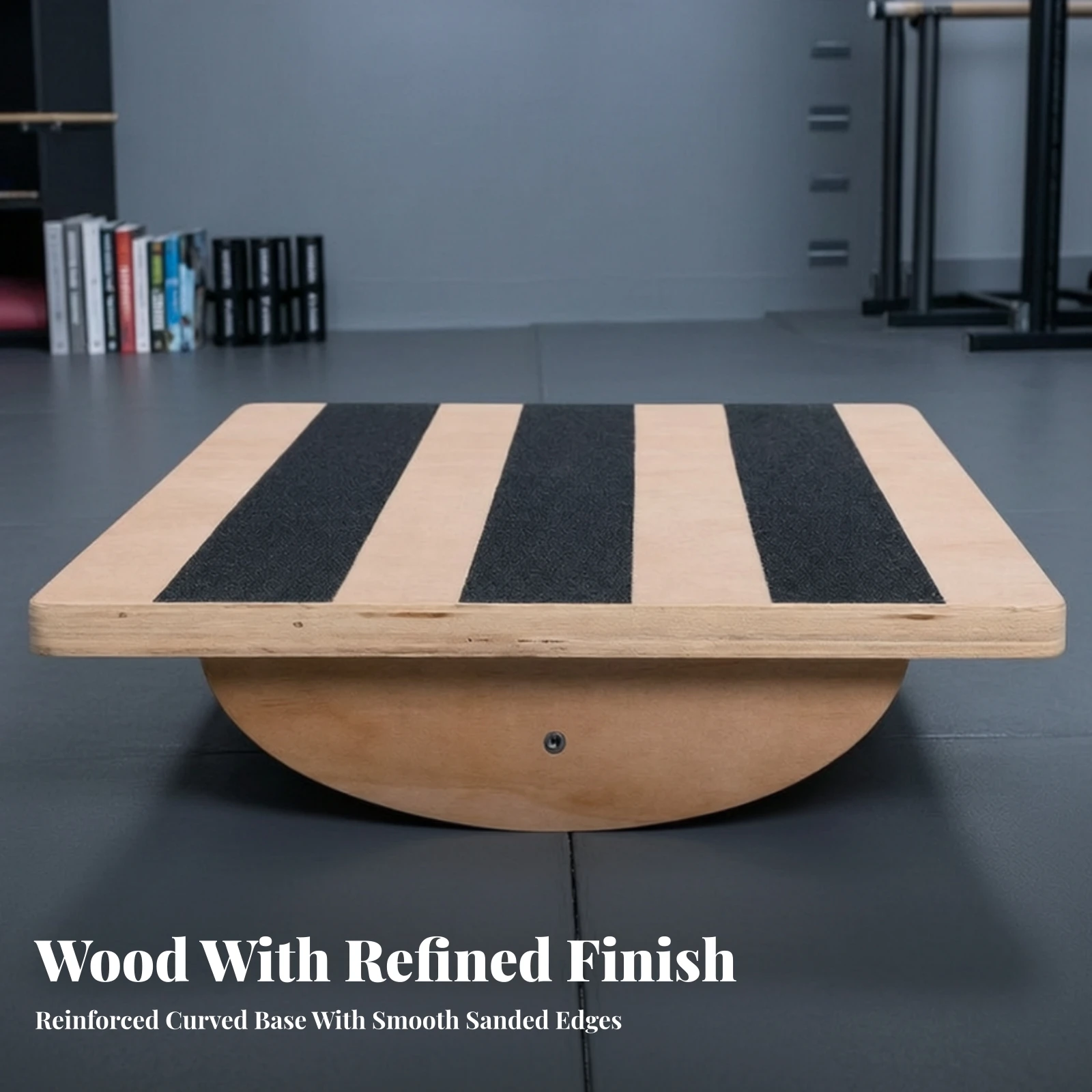 Plywood Balance Board with Anti-Slip Strips Compact Fitness Equipment for Home Workouts, Coordination Practice