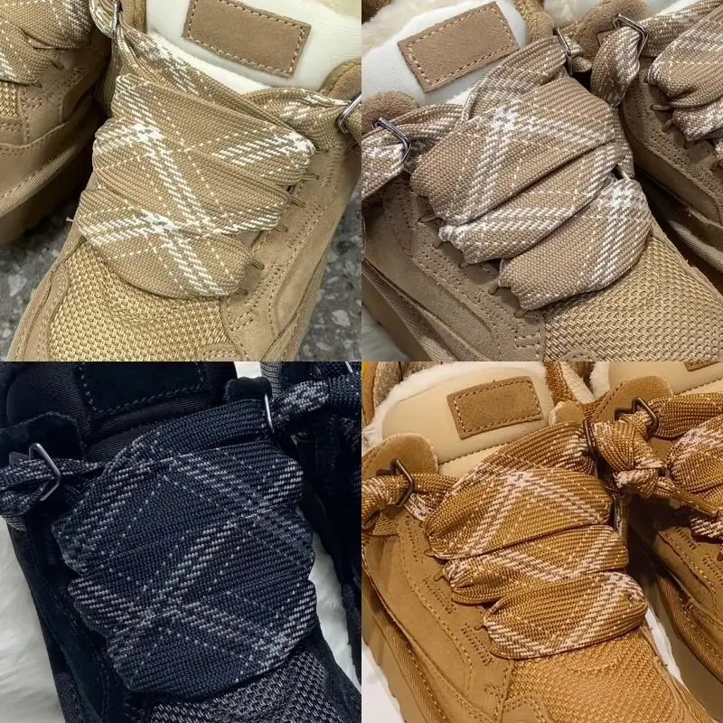 Winter Snow Boots Wider Shoelaces Check Pattern Binary Color Laces Men Women Trend Sport Casual Basketball DE Trainig Shoe Laces