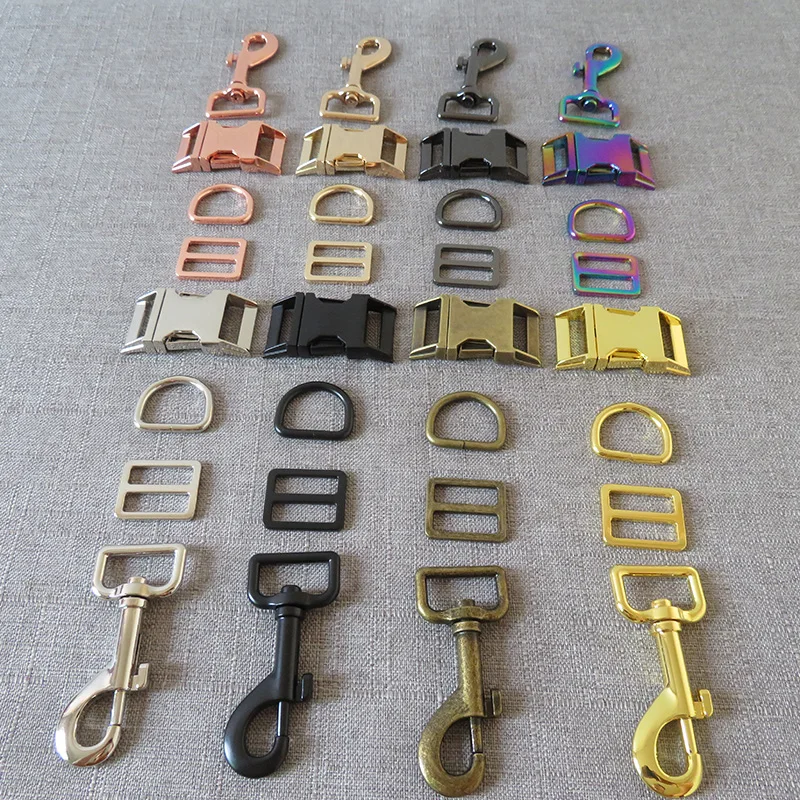 

20 Sets Strong 15mm 19mm 25mm Metal Buckle D Ring Strap Adjuster Snap Hook Carabiner For Pet Dog Collar Leash Accessory Hardware