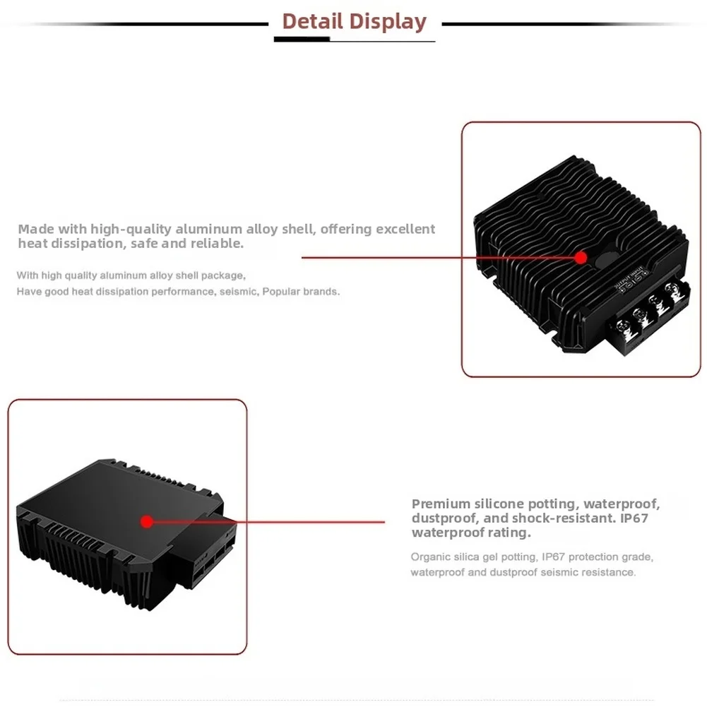 DC-DC Converter 24V to 13.8V 80A with Reverse Polarity Protection and Thermal Shutdown for Reliable 24V to 12V Conversion