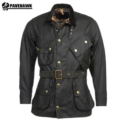 Men's Cargo Safari Oil Wax Jacket Waterproof England Casual Autumn Outwear Multi Pocket Corduroy Collar Wear Resistant Jackets