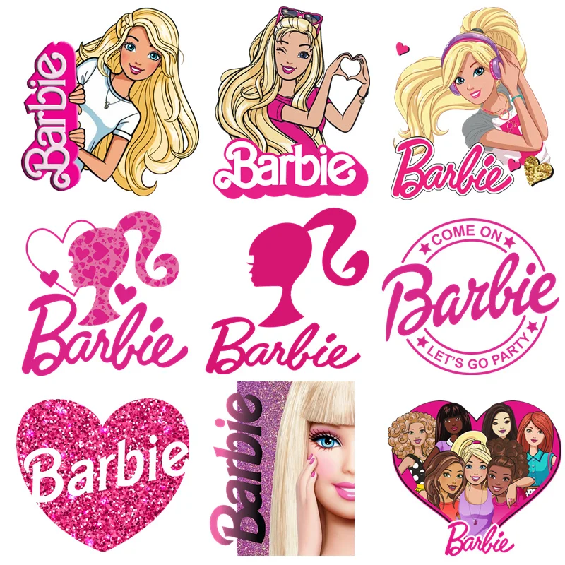 Barbie Princess Cartoon Patches for Clothes Vynil Heat Transfer Thermal Stickers DIY Kids T shirt Iron on for Women Appliqued