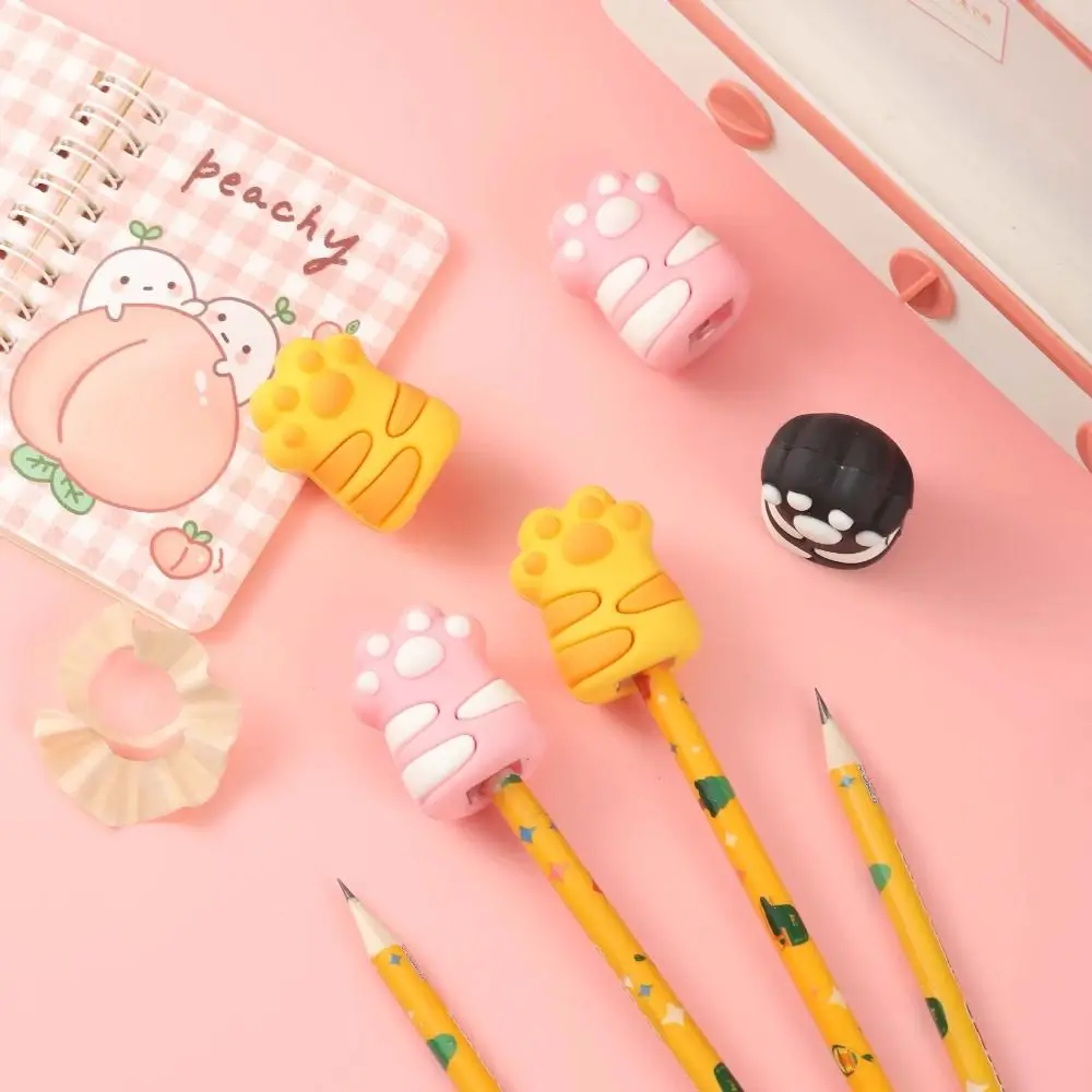 kawaii Pencil Sharpeners Cute Cat Paw Shaped Sharpener Pencil Standard Pencil Cutting Machine Student School Office Stationery