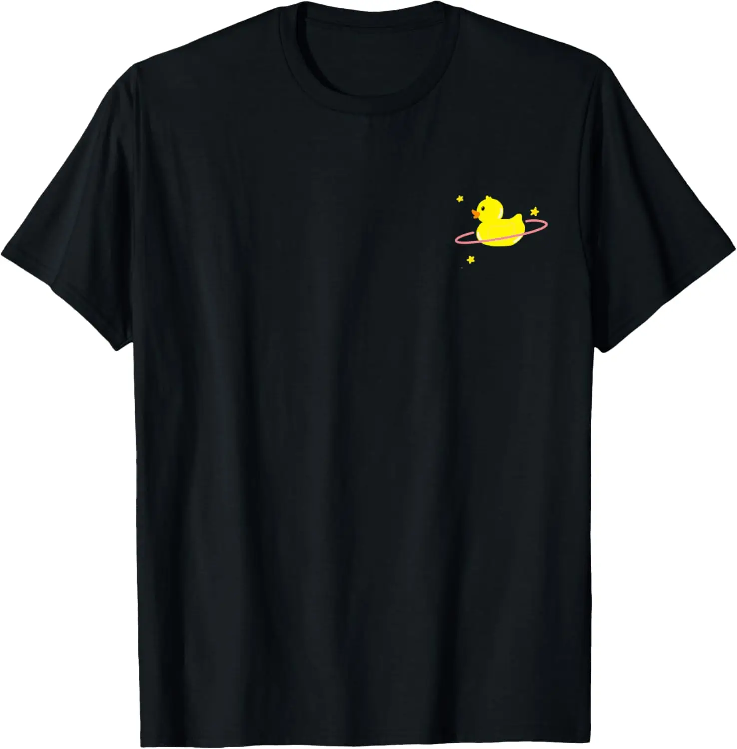 Cute Little Yellow Rubber Ducky Duck Planet & Stars Graphic T-Shirt