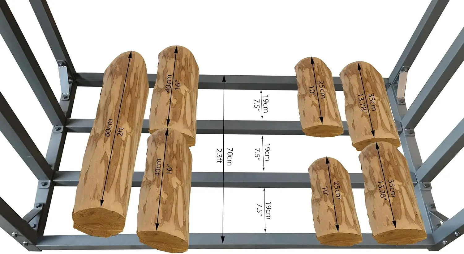 야외 금속 장작 선반, 커버 포함, 4.7x2.3x4.7 피트 무연탄, 튼튼한 통나무 거치대, 벽난로 나무 보관 선반
