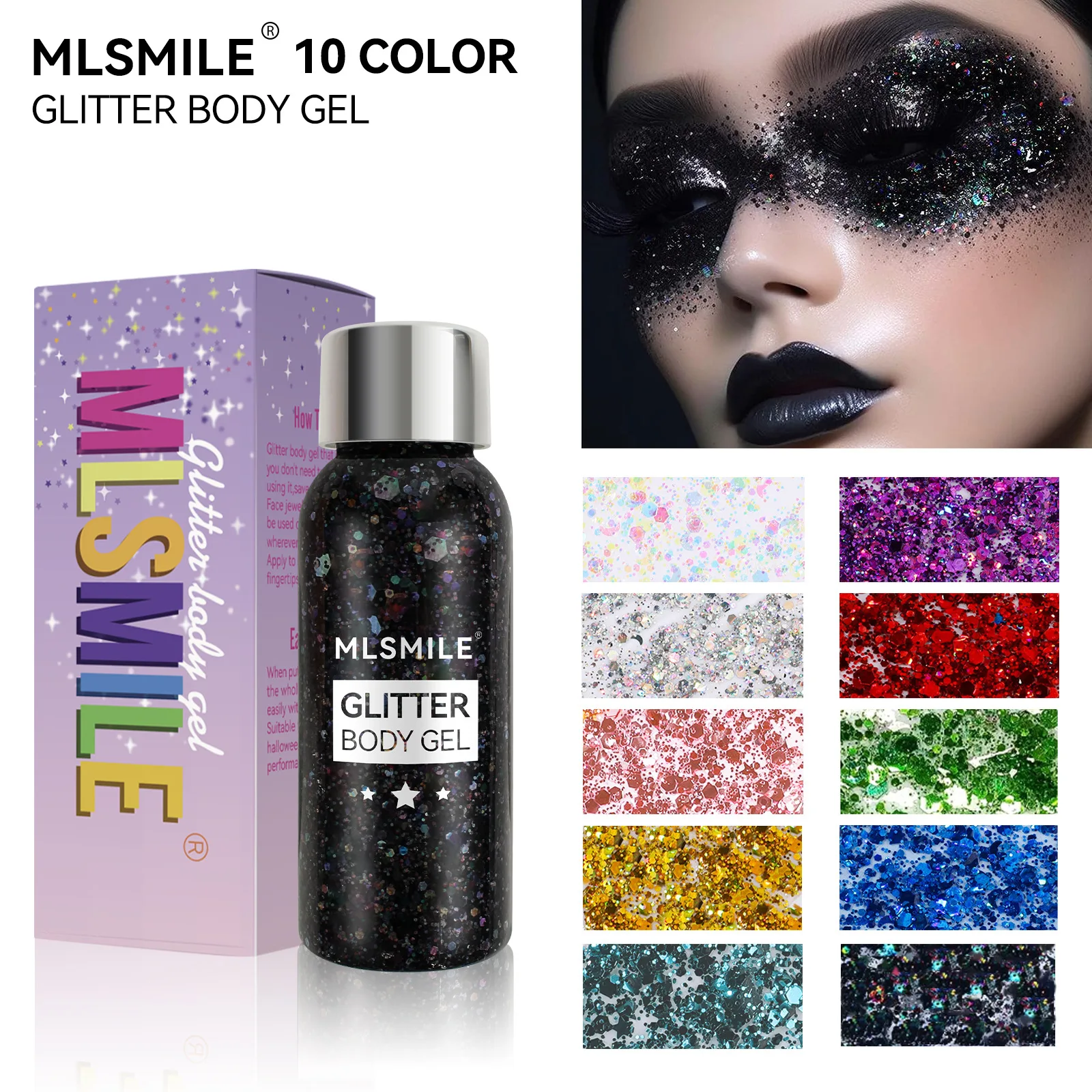 

DJBS2024 New Smile Night Club Explodes Shining Film eye shadow Face Body Sequins Gel Night Club Stage Makeup Liquid eye shadow