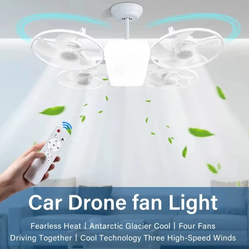 2 in 1 LED E27 Ceiling Fan Light AC 110-220V with Remote 3 Color Temp 3 Speeds Dimmable Adjustable for Bedroom Home Restaurant