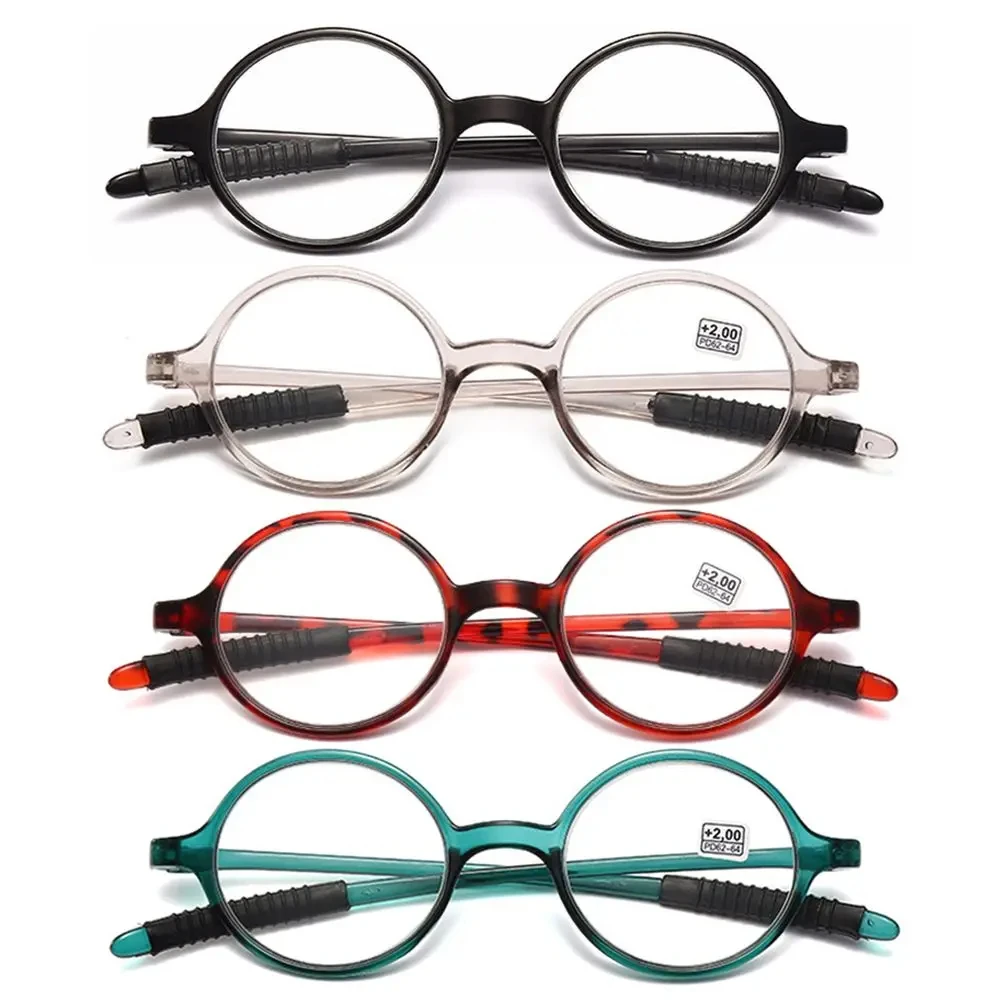 Spring Hinge Round Frame Reading Glasses PC Stylish Hd resin Reading Glasses Portable Gift For Parents Presbyopic Magnification