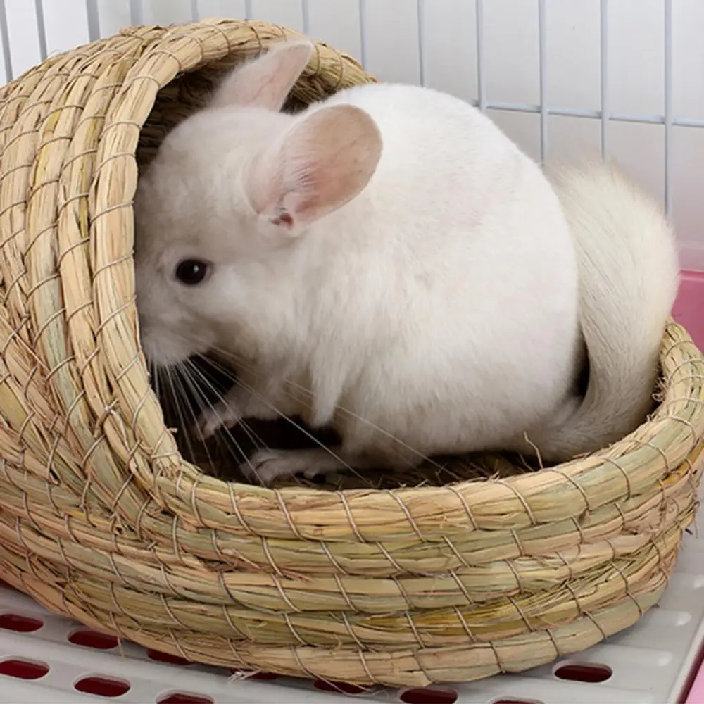 Cat Bed Woven Sleeping Bed Cat Scratch Rattan Natural Grass Bed Slipper Shape Rabbit Hamster Squirrel Mat Guinea Pig Nest House