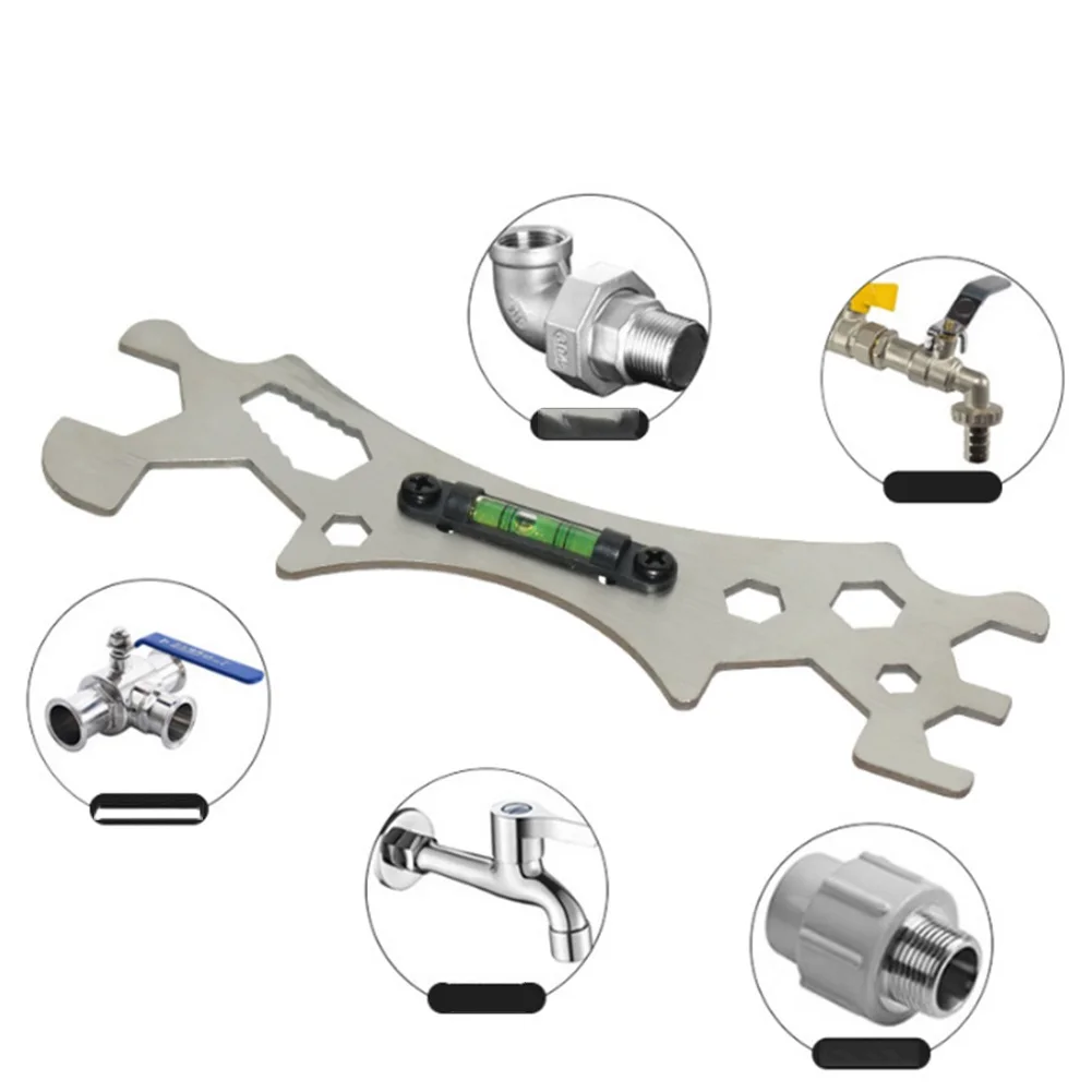 Multifunctional Wrench With Level Tool Bathroom Plumber Measuring Faucet Repair Replacement For Valves Drain Pipes Faucets