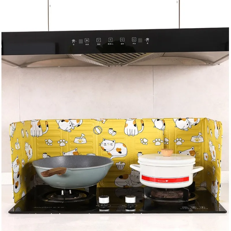 Oil Splash Shield Plate Frying Oil Foldable Kitchen Cooking Splashing Protection Gas Stove Oil Removal Rust Guard Against Stove