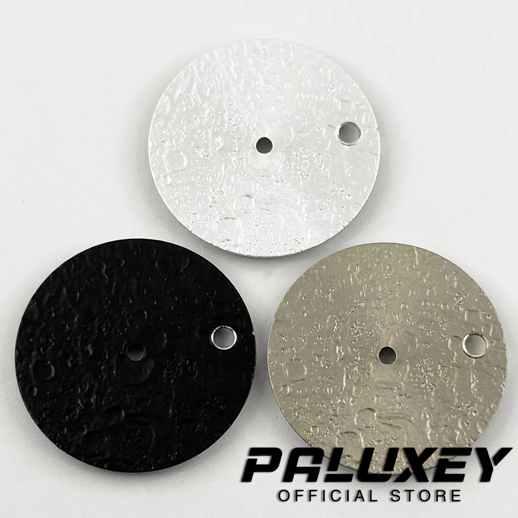 NH35 Lunar Texture Surface 28.5mm Watch Dial with Single Date Space Watch Faces Replace Accessories for NH35 NH36 Movement