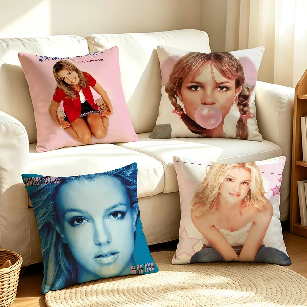 Singer B-Britney S-Spears Pink cushion cover Soft Smooth Hidden Zipper Washable Decorative Couch Office Housewarming Gift