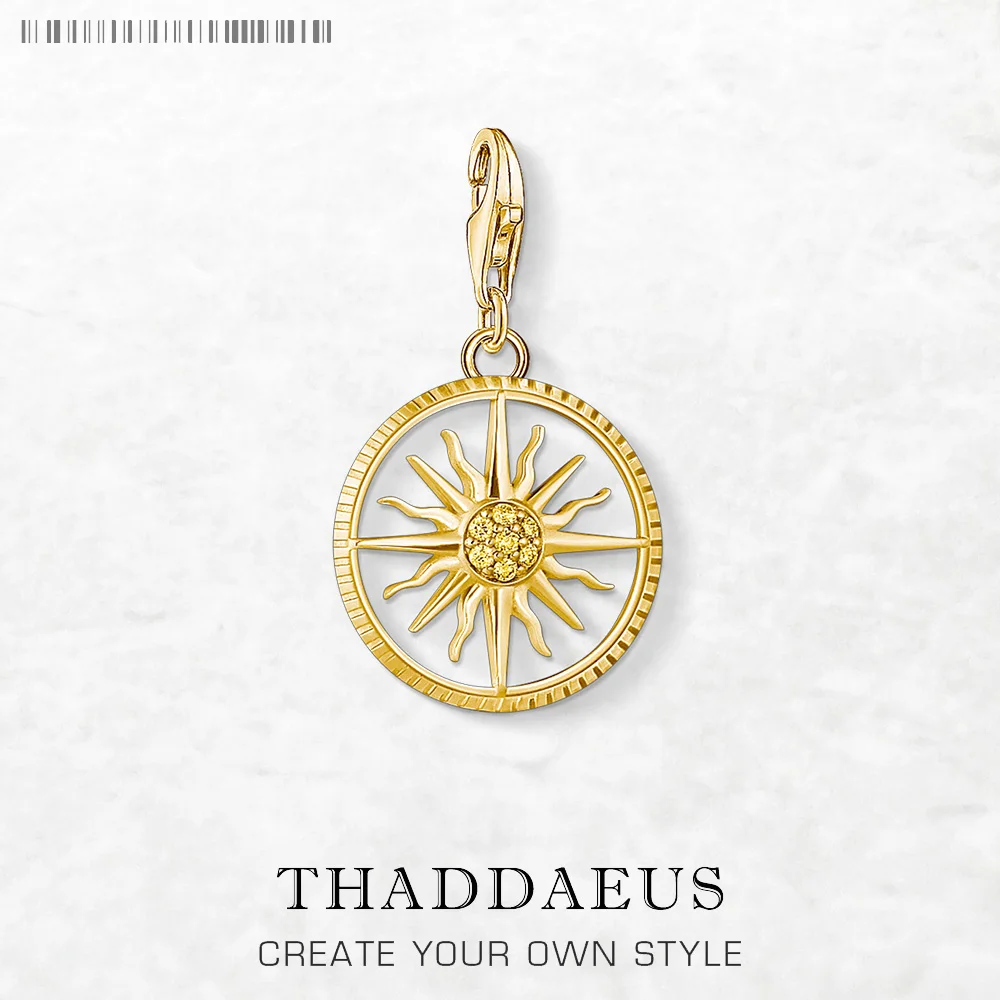 

Dangle Charm Pendant Golden Sun Europe Club Fine Jewelry For Women Men Vintage Gift In 925 Sterling Silver