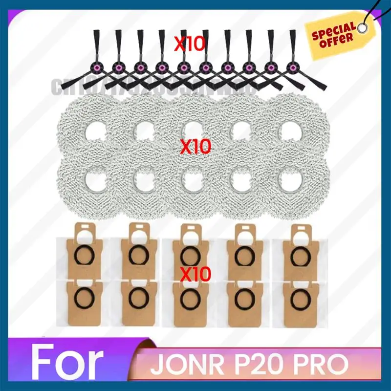 -A89Z 30PCS Replacement Parts Washable Side Brush Mop Cloth Dust Bag For JONR P20 Pro Robot Vacuum Cleaner Parts