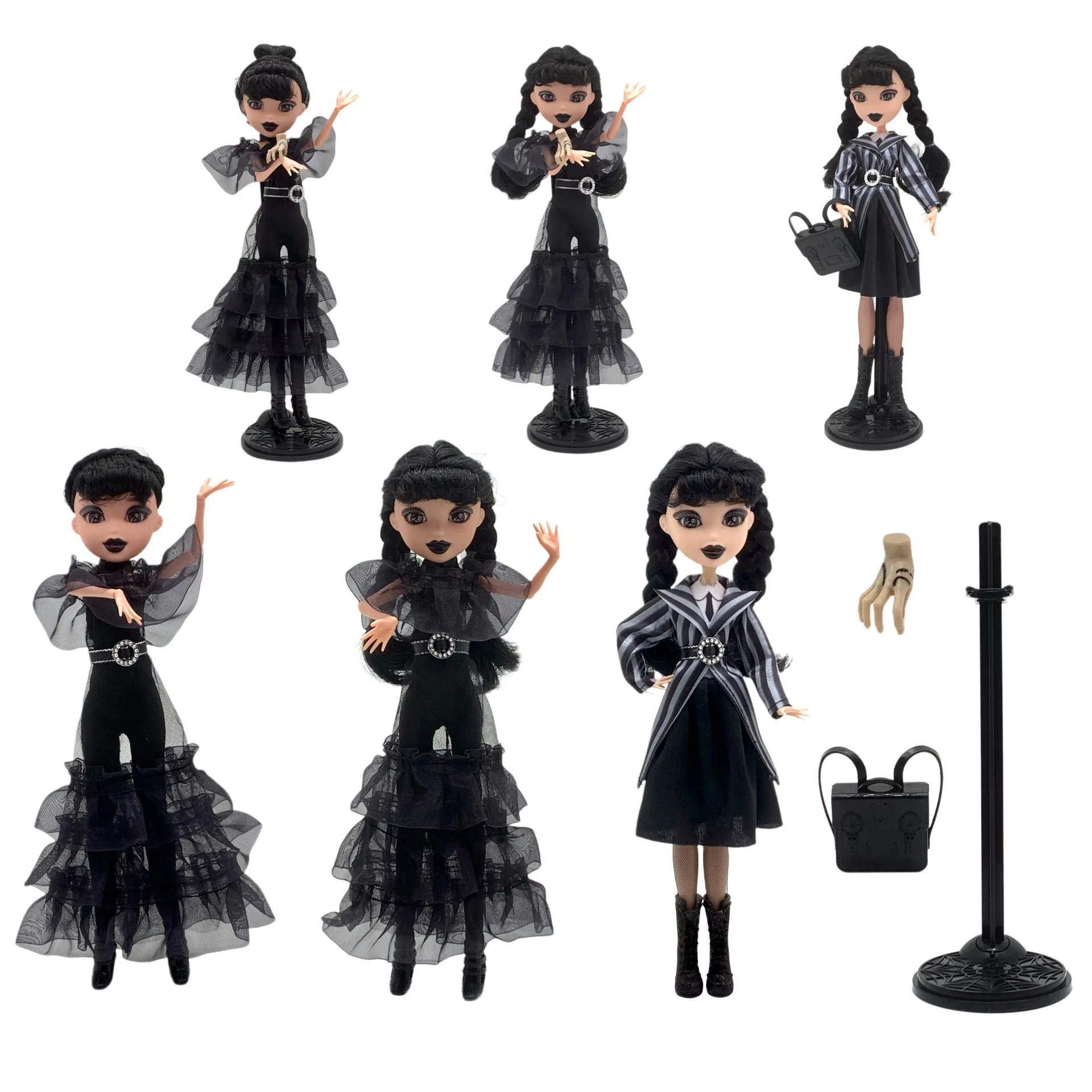Monster High School Adams muñeca miércoles con vestido negro gótico vestido muñeca decoración de habitación modelo juguete para regalo para niños