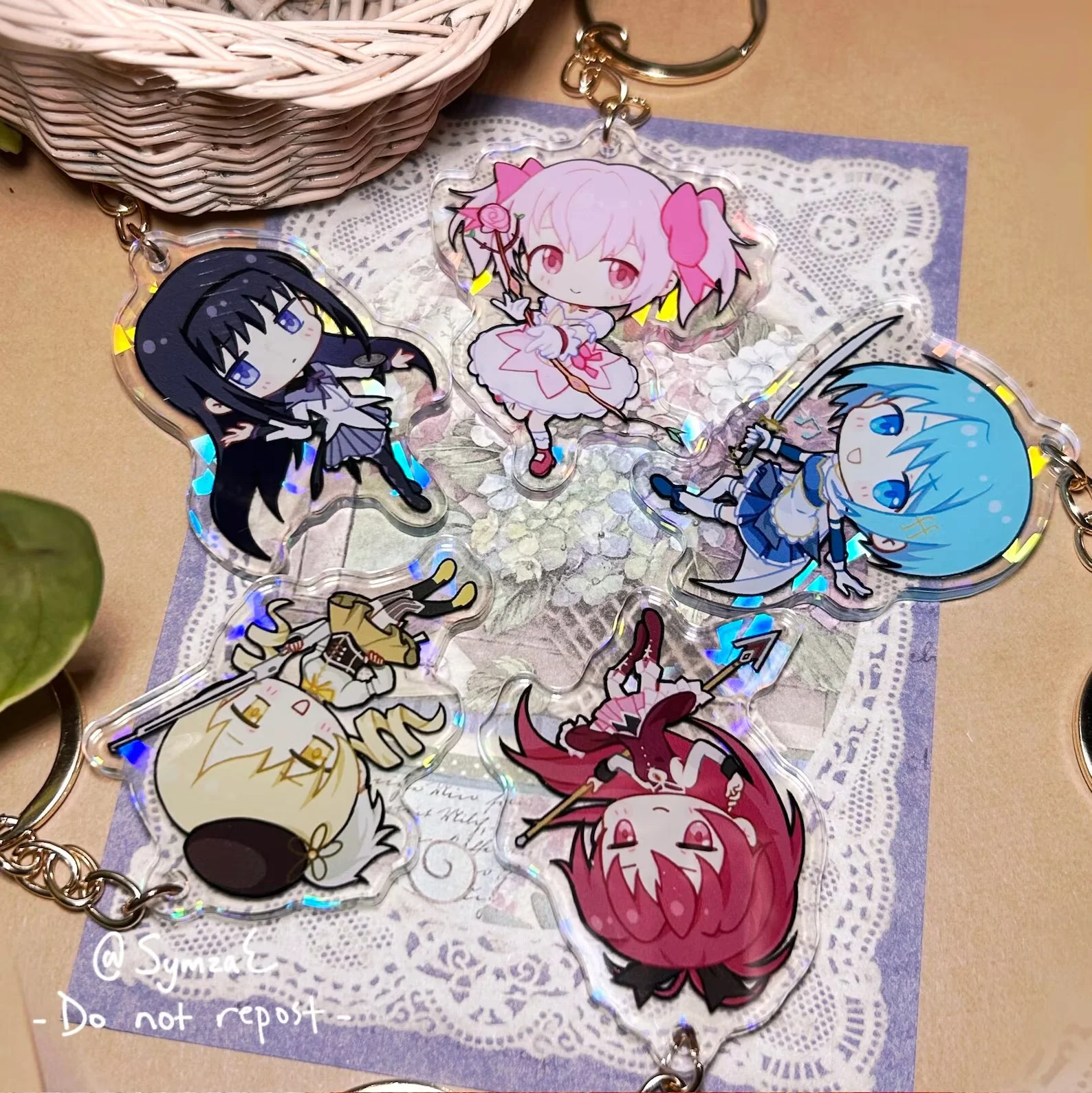 Puella Madoka Magica Acrylic Keychains Anime Stickers Magical Girl Character Backpack Charm Vinyl Decal Fans Collectible Gift