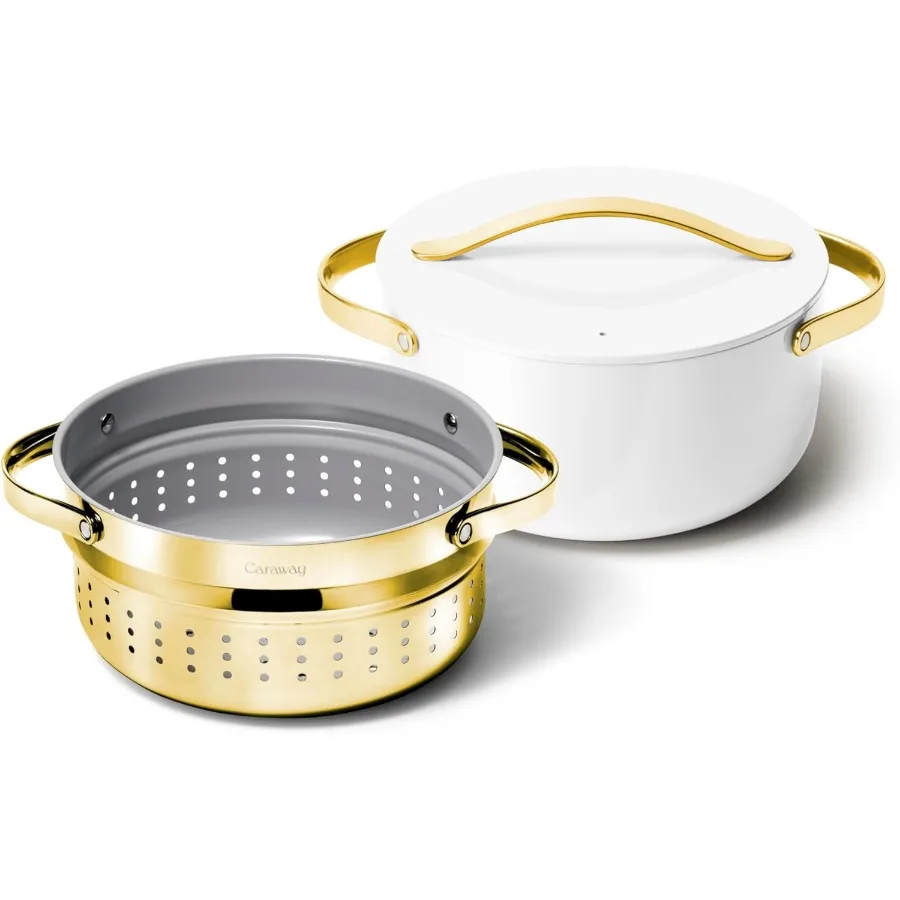 

Керамическая голландская духовка с антипригарным покрытием, крышкой и пароваркой для плиты и духовки. Используйте 6,5 qt 10,5 нетоксичное PTFE и PFOA.