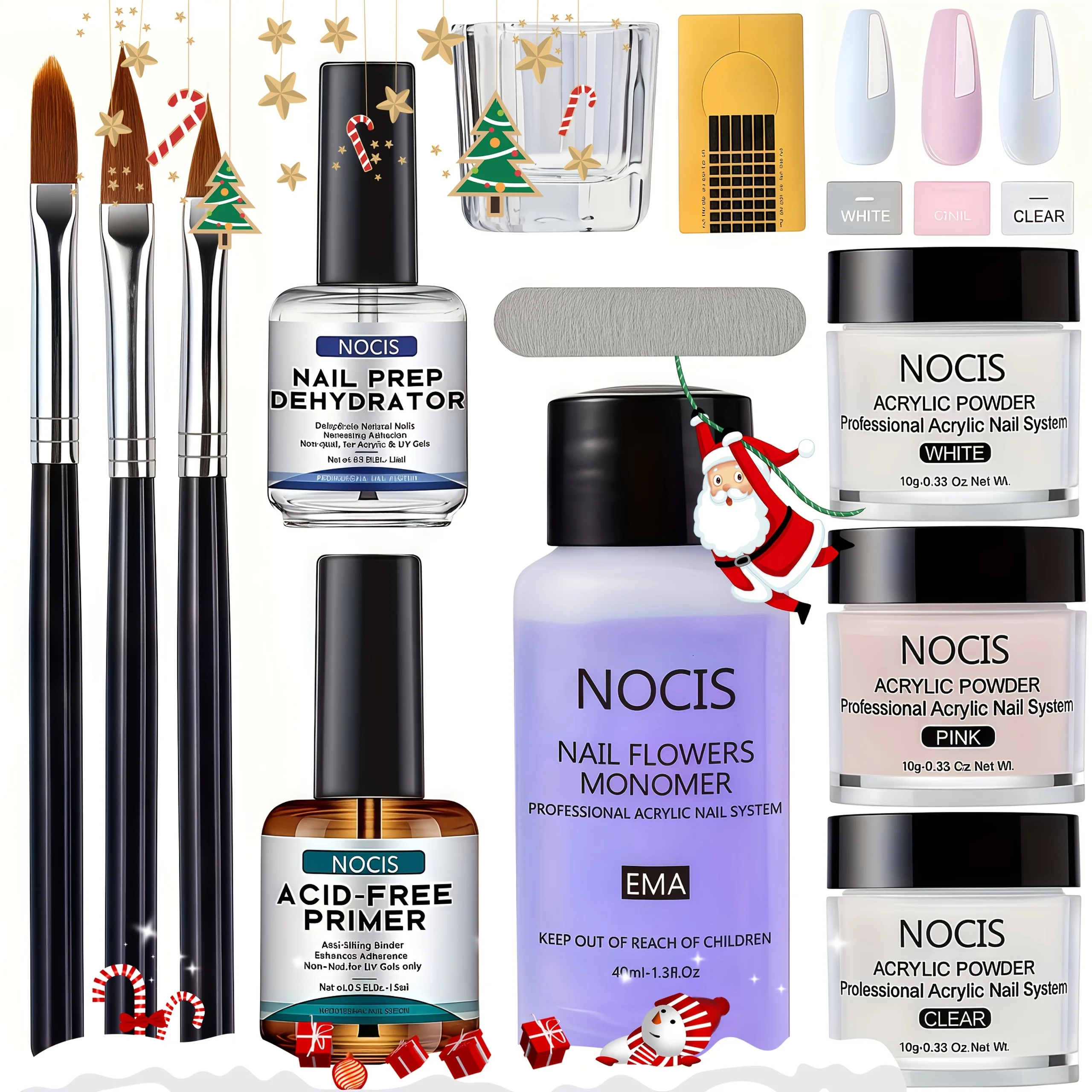 

Beginner'S Acrylic Nail Set - Do-It-Yourself Nail Extensions, Comes with 0.33Oz Clear, White, Pink Powder And Liquid