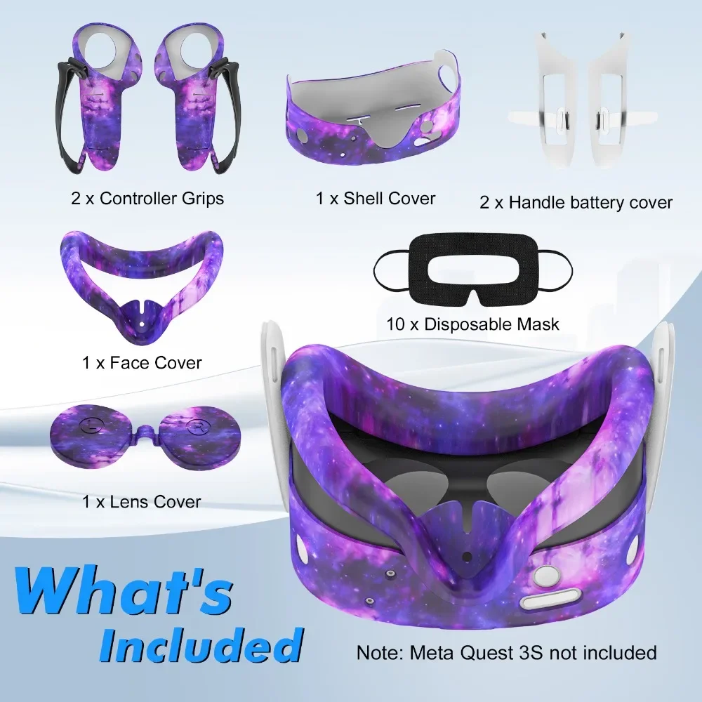 For Oculos 3s Face Mask Set Glasses for Meta Quest 3s VR 5pcs Silicone Protective Cover Host Cover+Eye Mask+Face Mask+handle