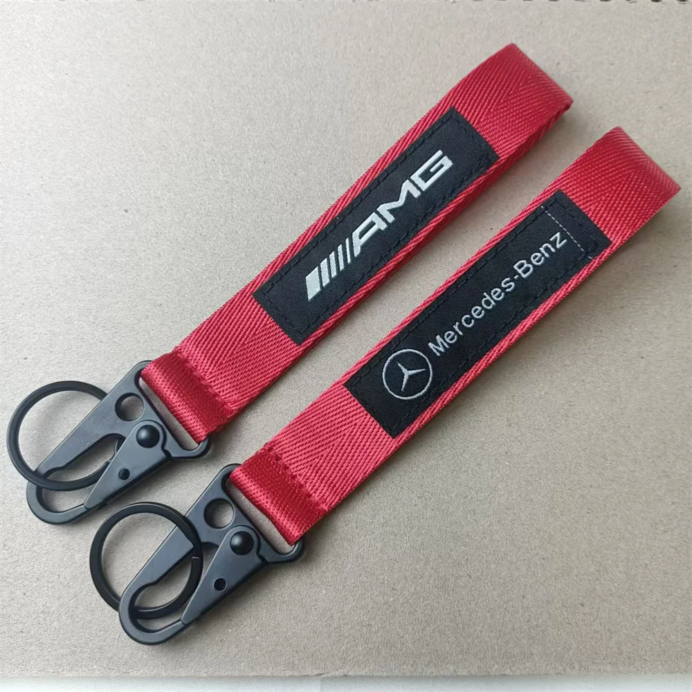 Mercedes AMG Keychain Wristband Nylon Woven Key Tags Red Decoration For W213 A45 W176 Cars Accessories Gatgets Fashion Gifts