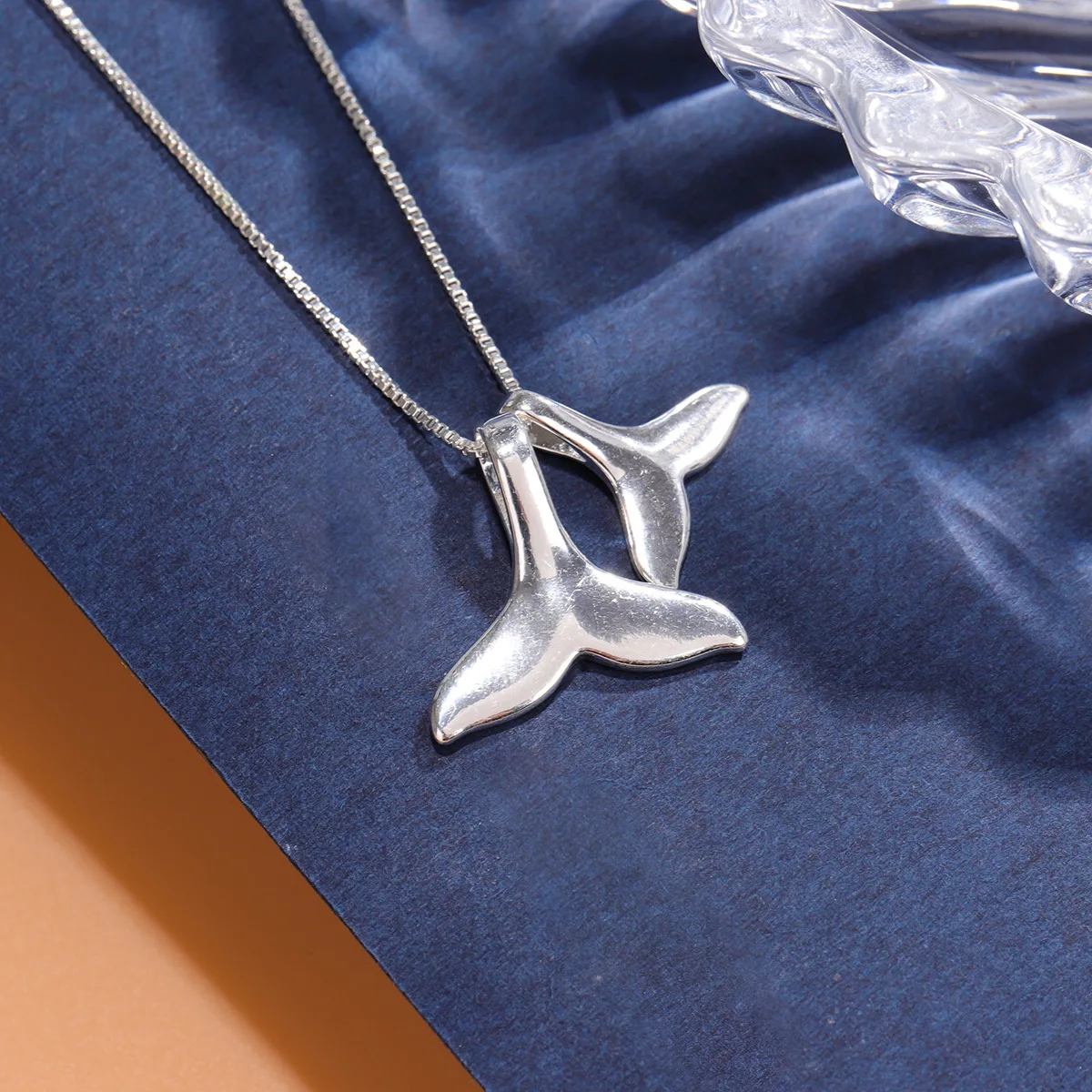 New Personality Fashion Jewelry Cute Fantasy Ocean 925 Sterling Silver Double Mermaid Fish Tail Pendant Necklaces  XL140 view 2