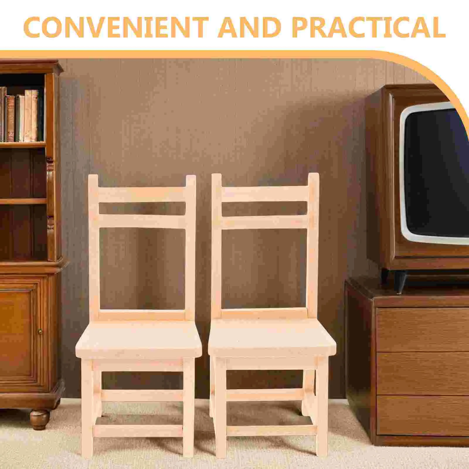 2 pezzi in miniatura sedie in legno figurine piccoli accessori per mobili carino decorativo casa soggiorno forniture non