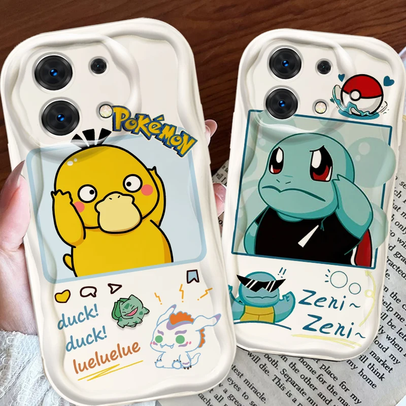 Cute P-Pokemones S-Squirtles For Xiaomi Redmi Note 13 12 12S 11S 11 10 9 8 10A 9C 9T Pro Plus 5G Wave Oil Cover Phone Case