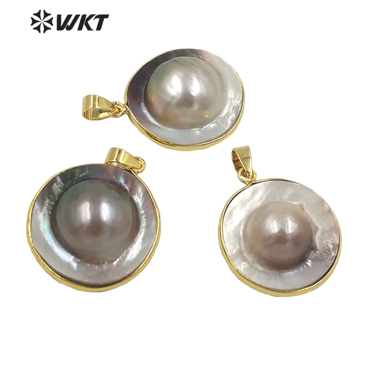 

WT-JP290 WKT Romatic European Style Unique Gold Plated Baroque Freshwater Black Pearl Pendant Jewelry Noble Pendant Necklace