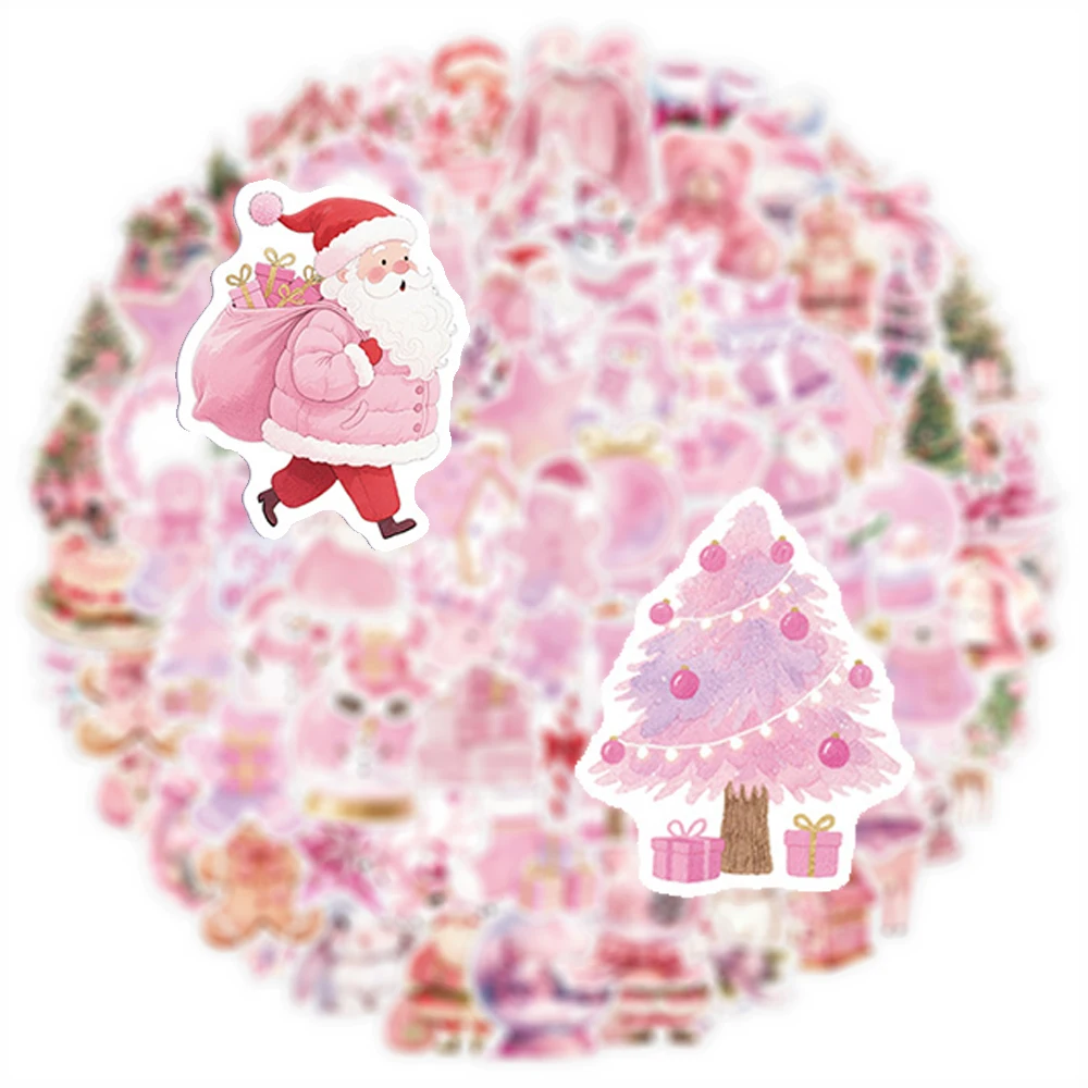 

10/30/50/100pcs Cute Cartoon Pink Christmas Graffiti Stickers DIY Stationery Suitcase Guitar Aesthetic Decoration Sticker Gifts