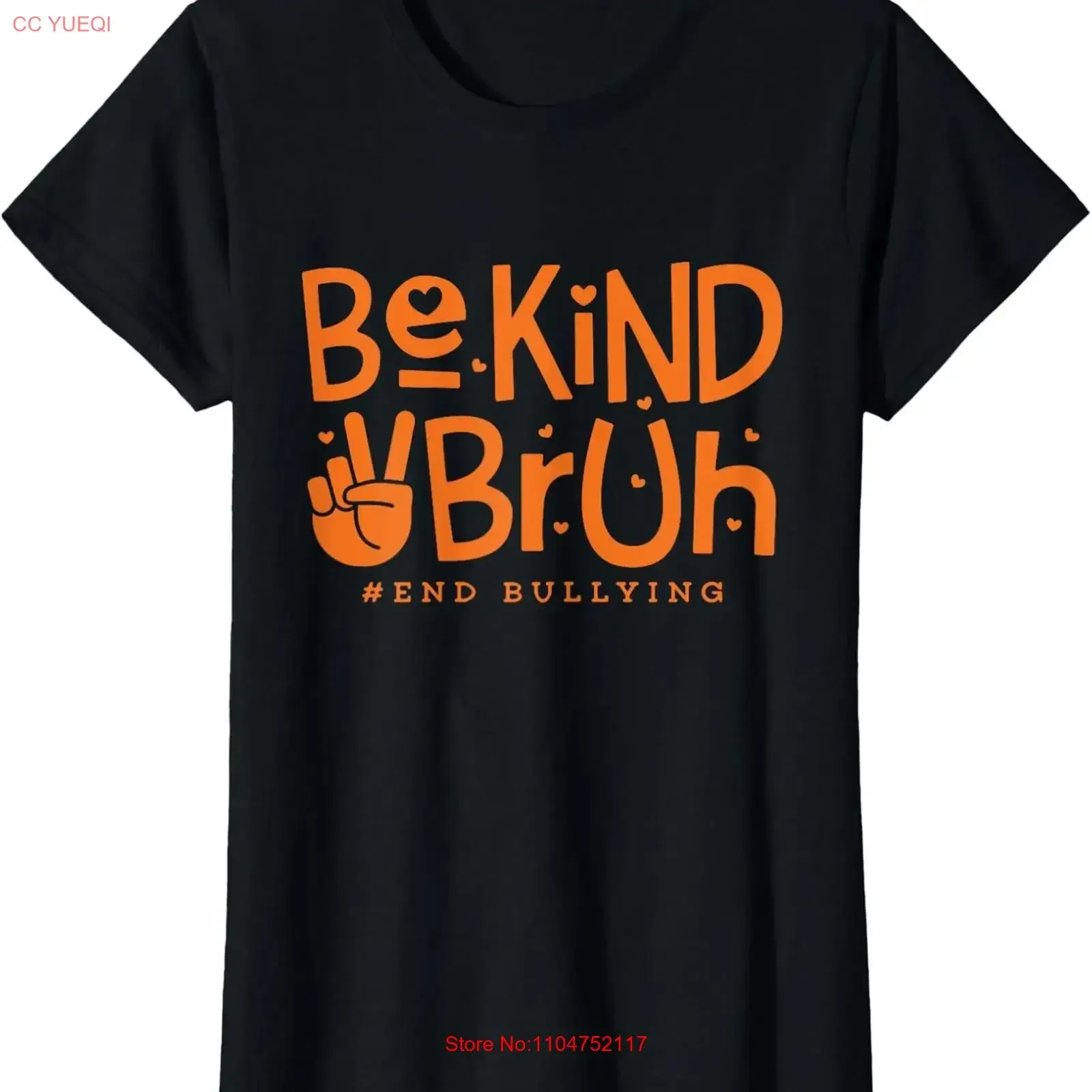 T-shirt à col rond pour femme, manches longues ou courtes, vintage, délavé, unisexe, Unity Day Orange Anti Bullying Kindness Be Kind Bruh
