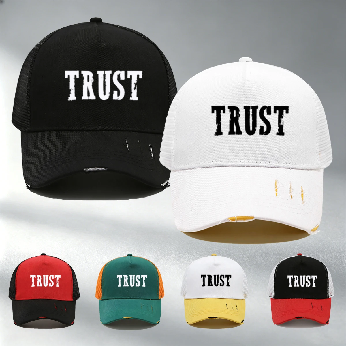 Men's Trust Printed Tear Design Baseball Cap-Trendy Design, Breathable Mesh, Suitable For Outdoor Sports, Casual Cap,Sports Cap
