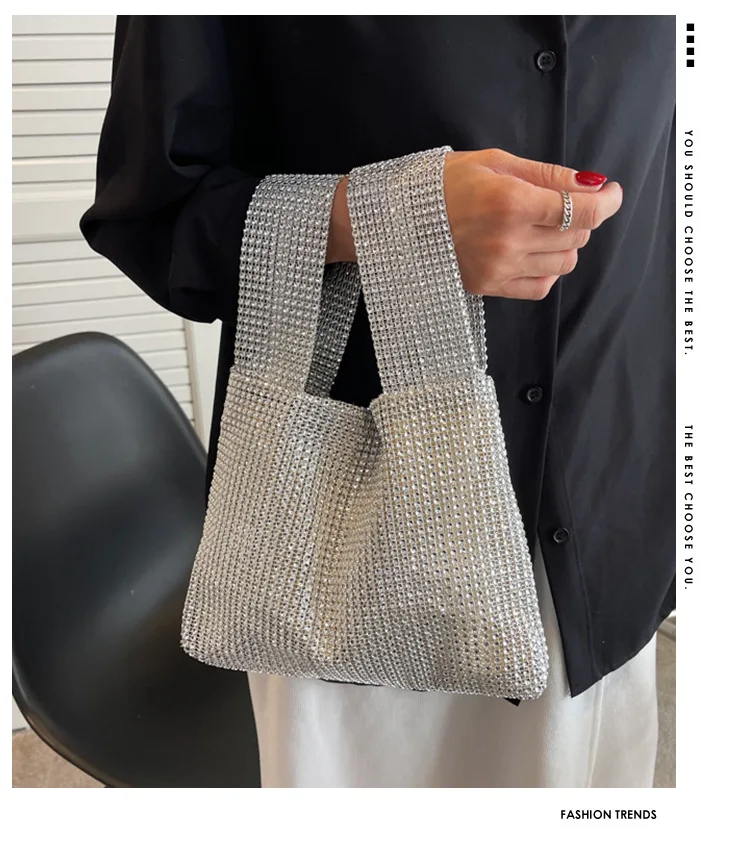 Bag for Women Sequins Rhinestone Clutch Bag Crystal Bling Diamond Glitter Tote Female Evening Dinner Party Handbag Girls Purse