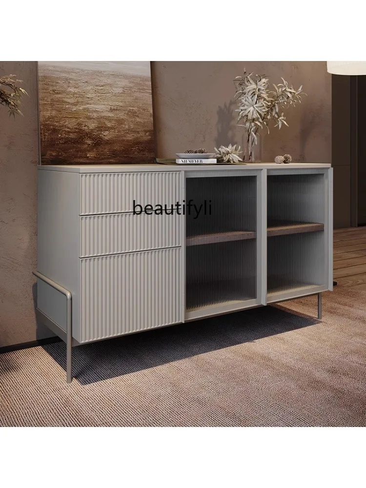 Light Luxury Wall Storage Wine Cabinet Modern Minimalist Sideboard Cabinet Household Storage Glass Door Display Cabinet