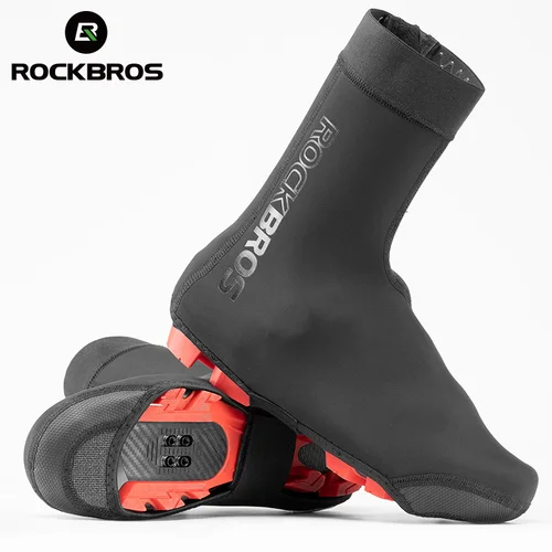 ROCKBROS-cubierta térmica para zapatos de bicicleta, impermeable, a prueba de viento, de lana, para zapatos deportivos, calentador de bicicleta de montaña y carretera, invierno