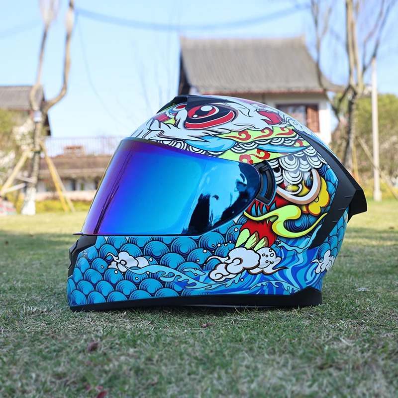 

Motorcycle helmet, men's and women's dual lens couple motorcycle full helmet, personalized prone racing helmet