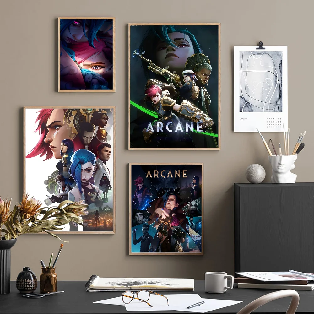 A-Arcane L-League Of L-Legends Movie Sticky Posters Retro Kraft Paper Sticker DIY Room Bar Cafe Aesthetic Art Wall Painting