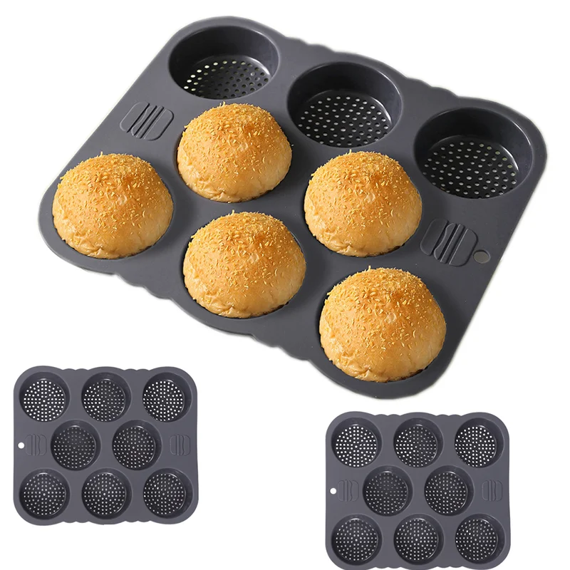 

Круглая 8-сетчатая форма для гамбургеров, новая пищевая силиконовая антипригарная форма для хлеба, кухонная утварь, форма для выпечки, легкосъемная форма для выпечки