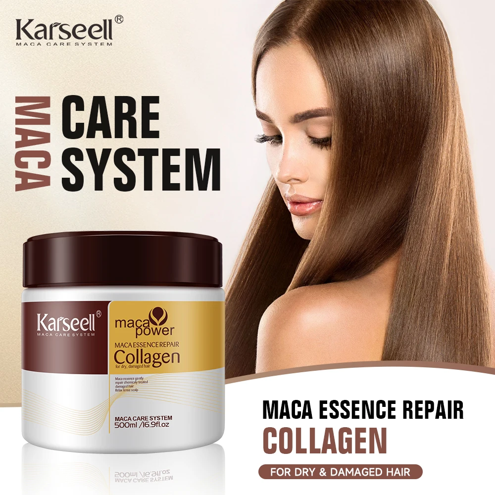 Karseell 500ml tratamiento capilar de colágeno reparación profunda acondicionamiento aceite de argán mascarilla para el cabello esencia para cabello seco dañado todo tipo de cabello