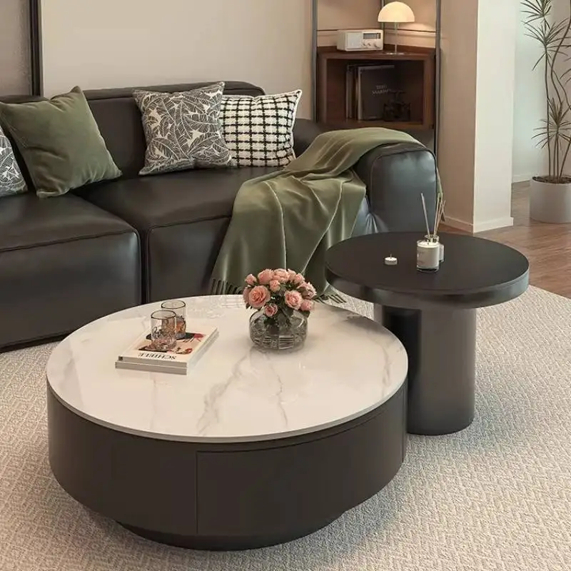 Classy Living Room Coffee Tables Storage Hidden Apartments Lateral Coffee Tables Round Modern Wooden Tavolino Salotto Furniture