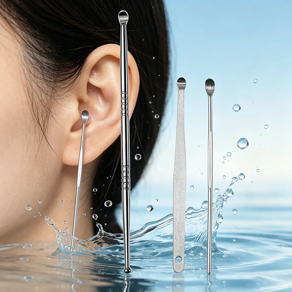Stainless Steel Ear Pick Ear Spoon with Smooth, Gentle Edge, Long Sturdy Handle, Reusable Cleaner for Regular Daily Ear Cleaning