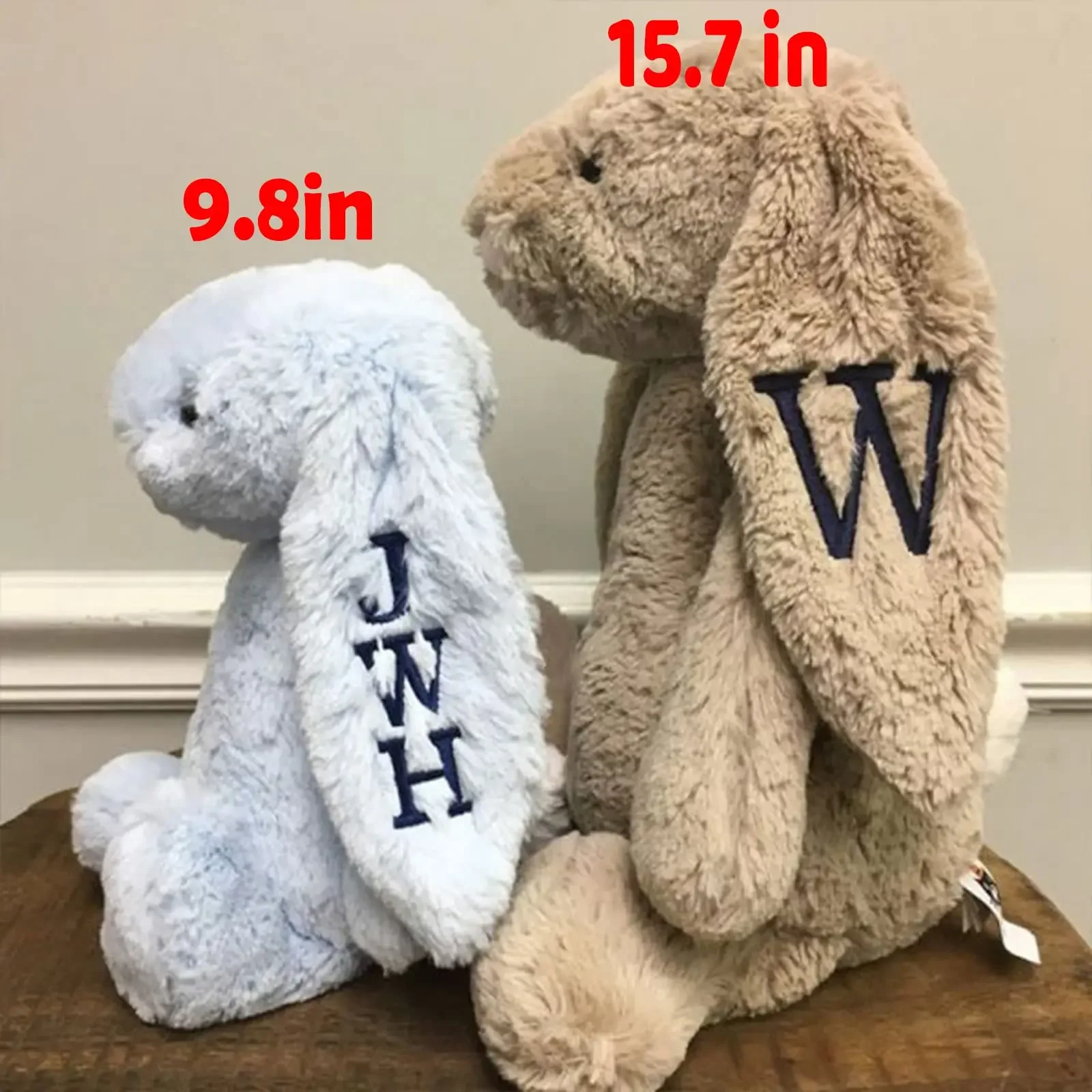 Personalized plush bunny toys Embroidered Plush Bunny With kids Name Hand Made Custom Plush Toy First Easter Gift girl boy