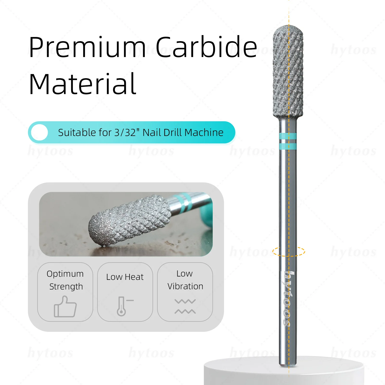 HYTOOS ダイヤモンドカットプロネイルドリルビット クロム丸型トップバレル ロシアンキューティクルビット ネイルドリル用 角質除去準備ツール