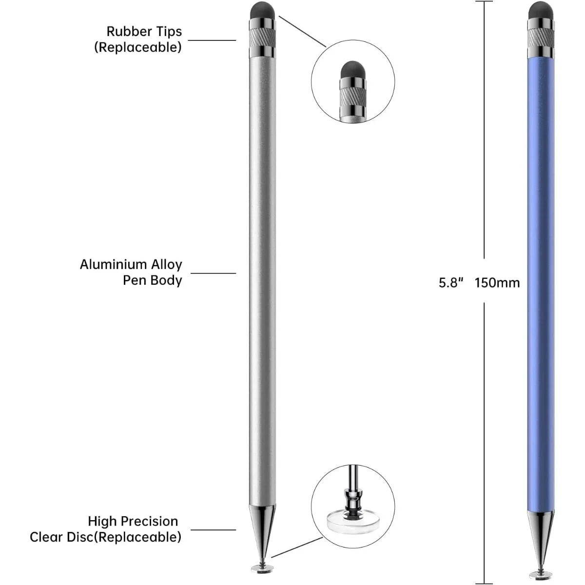 Stylus (5 Pcs), 2-in-1 Stylus Pen for Touch Screen, High Precision and Sensitivity, Suitable for iPhone/ipad/Android Tablets