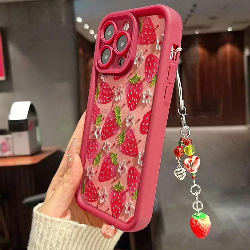 luxury Flower Strawberry Phone Case for Samsung S25 S24 S23 S22 S21 S20 F06 M16 Note 20 FE Plus Ultra 4G 5G Soft Silicone Cover - náhled 6