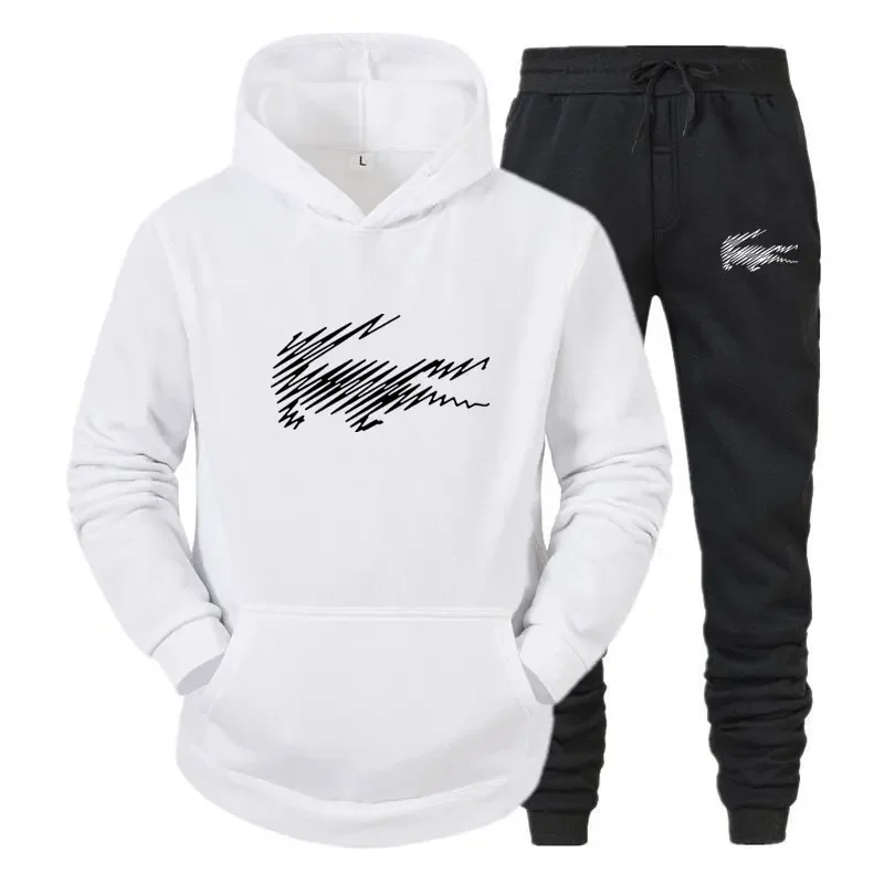 Men's Suit Tracksuit Hooded Fleece Sweatshirt +Pants Cotton Male Sport Hoodies Running Sportswear Men Women Brand Autumn Winter