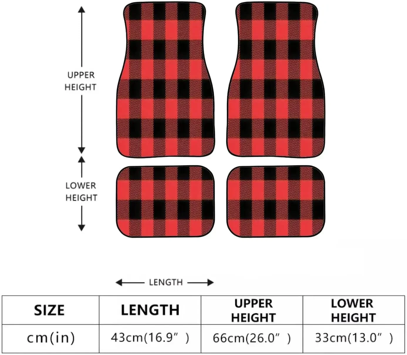 Car Floor Mats Red and Black Tartan Plaid Seamless Abstract Checkered for Christmas Carpet Floor Mats for Cars, Auto Interior De