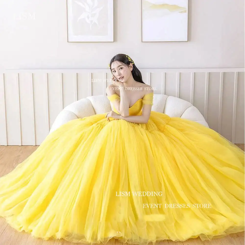 OLOEY Exquisite Yellow Evening Dress Korea Photoshoot Candy Color Party Dress Floor-Length Prom Gown Party Dress Customized