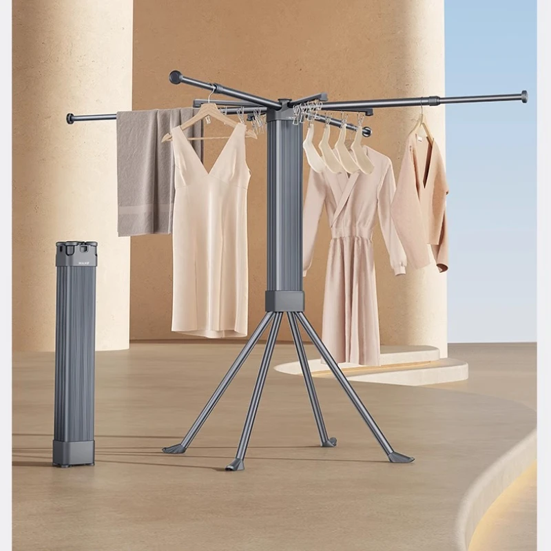 

Folding drying rack, floor-to-ceiling telescopic indoor household multi-functional clothes dryer