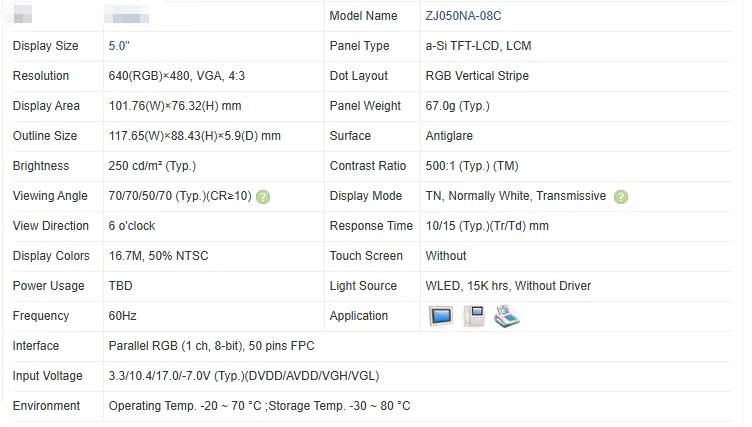5 Inch ZJ050NA-08C LCD Screen + HDMI VGA LCD Controller Driver Board 640x480